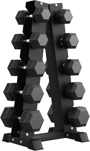 Miniatura 30 de PAPABABE Juego de mancuernas hexagonales con estante, 85-560 libras con revestimiento de goma, juego de mancuernas libres con estante
