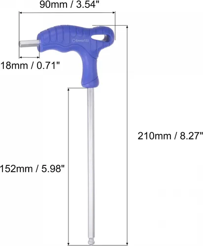 Miniatura 2 de uxcell Llave hexagonal de extremo de bola de 0.236 in, llave inglesa con mango en T, acero métrico CR-V, 2