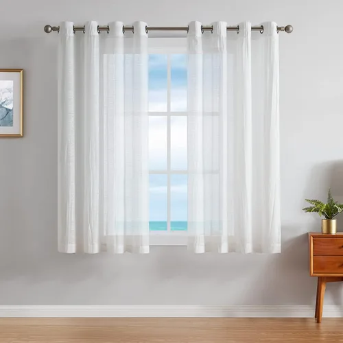 Miniatura 17 de Nautica - Cordelia - Cortina transparente aplastada Cortinas para ventana Cortinas ligeras Juego de 2 paneles Transparente Cabecera