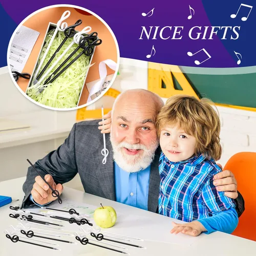 Miniatura 5 de Lincia 100 bolígrafos de notas musicales a granel, bolígrafos musicales a granel, recuerdos de fiesta temática musical, regalos novedosos para coro
