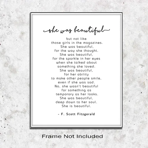 Miniatura 3 de TSDTUO Cartel de She Was Beautiful Girls, decoración de guardería, cita de amor, decoración de dormitorio, impresiones inspiradoras de 8 x 10