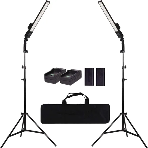 Miniatura 8 de Luz de video LED alimentada por batería, varita portátil de mano, regulable 2800-5500 K, kit de luz de estudio fotográfico con batería de iones