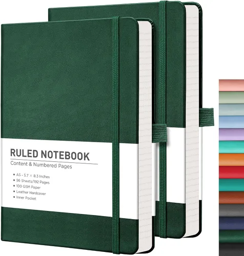 Miniatura 71 de RETTACY Cuaderno rayado, 2 paquetes, 192 páginas numeradas por paquete, tamaño A5 mediano (5.7 x 8.3 pulgadas), para hombres y mujeres, escritura