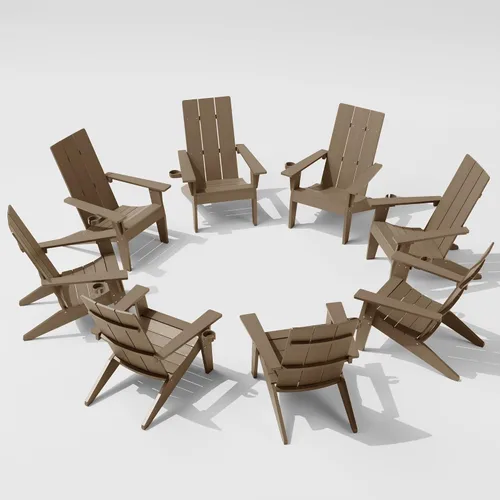 Miniatura 31 de MXIMU Silla Adirondack moderna resistente a la intemperie con portavasos, sillas de gran tamaño para hogueras Adorondic de plástico al aire libre