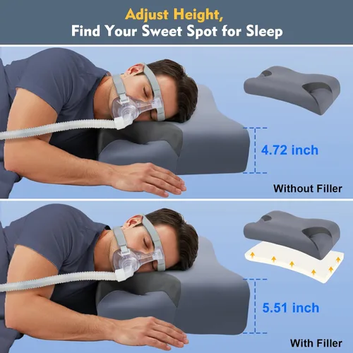 Miniatura 2 de IKSTAR Almohada CPAP 5.0 para dormir de lado, altura ajustable/soporte de cuello, almohada de espuma viscoelástica adecuada para todos los usuarios