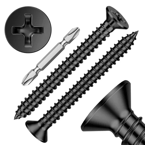 Miniatura 12 de Mellewell Tornillos para chapa metálica de cabeza plana #14 x 3 (disponibles de 5/8 a 3 pulgadas), tornillos para madera, acero inoxidable 304 18-8