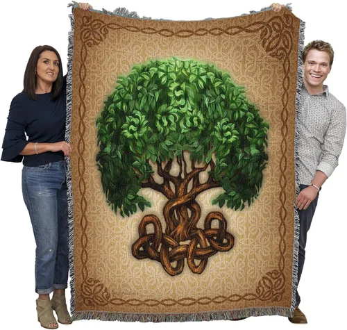 Pure Country Weavers Brigid Ashwood - Manta de árbol de la vida celta – Manta de regalo tejida de algodón – Fabricado en los Estados Unidos (72 x 54