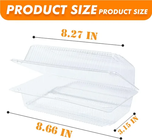 Miniatura 2 de MANSHU 100 recipientes de plástico transparente para llevar, recipiente desechable de postre con tapa, para ensaladas, pasta, sándwiches