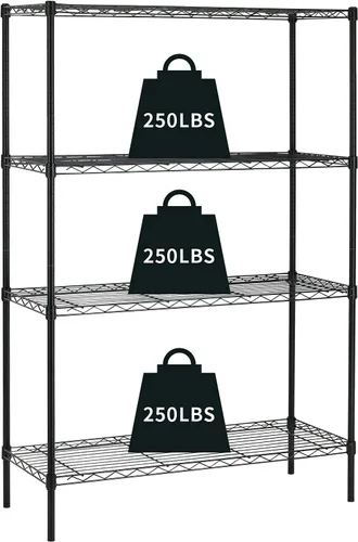 HCY Estantería de alambre de 4 niveles, organizador de estantes de 54 x 36 x 14 pulgadas, estante de almacenamiento de metal resistente NSF de Negro