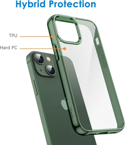 Miniatura 3 de JETech - Funda para iPhone 13 de 15,5 cm, cubierta de goma a prueba de golpes que no se pone amarilla, parte trasera transparente antiarañazos