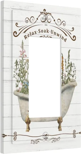 Miniatura 130 de Placa Cubierta de Interruptor de Luz de Palanca Individual con Diseño de Flor Botánica en Tablero de Madera Rústico Estilo Granja - Placa de Pared