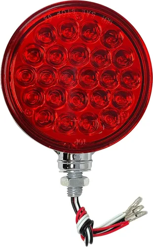 Miniatura 2 de All Star Truck Parts 2 piezas Ámbar/Rojo 48 LED Redonda de doble cara Montaje en perno cromado Pedestal defensa luz trasera de giro y stop