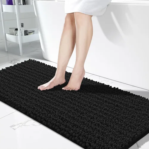 Miniatura 69 de Yimobra Alfombras de Baño Antideslizantes Lavables - Alfombra de Baño de Chenilla Ultra Suave Absorbente, Alfombra Peluda de Secado Rápido para Negro