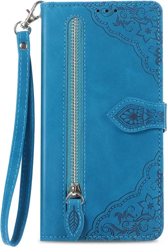 Miniatura 7 de Funda tipo cartera para Moto G Pure/G Power 2022/G Play 2023, funda de piel sintética de lujo con cremallera y soporte para tarjeta de crédito