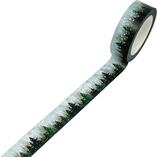 Miniatura 2 de allydrew Cinta adhesiva holográfica Washi, 0.591 in x 32.8 ft, pinos en nieve