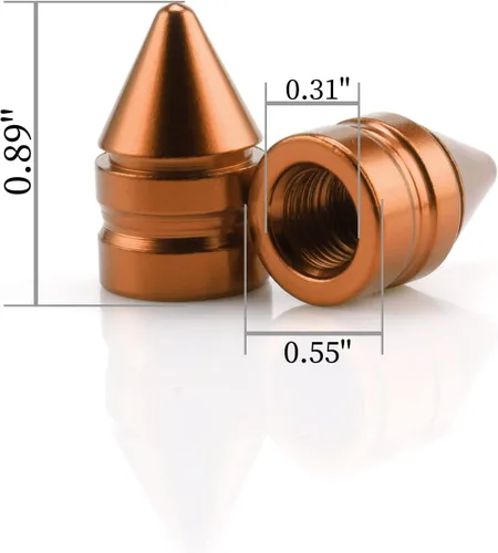Miniatura 2 de SINGARO Tapones para válvulas de neumáticos de automóvil, 4 piezas de accesorios universales de aleación de aluminio, cubiertas de neumáticos Naranja