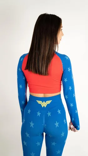 Miniatura 6 de DC Comics Camisa de gimnasio de manga larga sin costuras para mujer, camiseta de yoga para entrenamiento, mujer maravillosa, Harley Quinn Supergirl