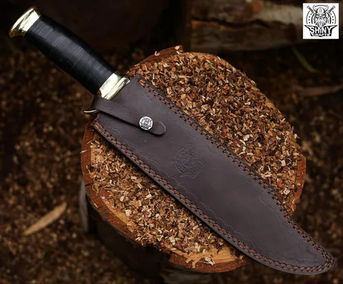 Miniatura 5 de SHINY CRAFTS® -Cuchillo Bowie para exteriores de regalo - Hoja fija de 18 pulgadas con mango de cuero negro y funda para senderismo, bushcraft