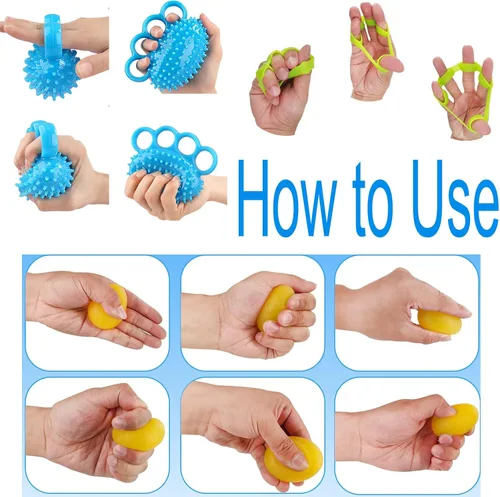 Miniatura 4 de Bolas para apretar para ejercicio de mano, entrenador de fuerza de agarre, kit de recuperación de dedos, mejora la flexibilidad de los dedos, alivio