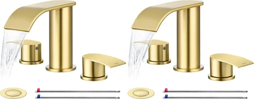 Miniatura 22 de Ultimate Unicorn Grifo de Baño para Lavabo Dorado Cepillado, Grifo de Lavabo de Baño de 4 Pulgadas para 3 o 2 Agujeros, Grifos de Cascada de 2 Oro