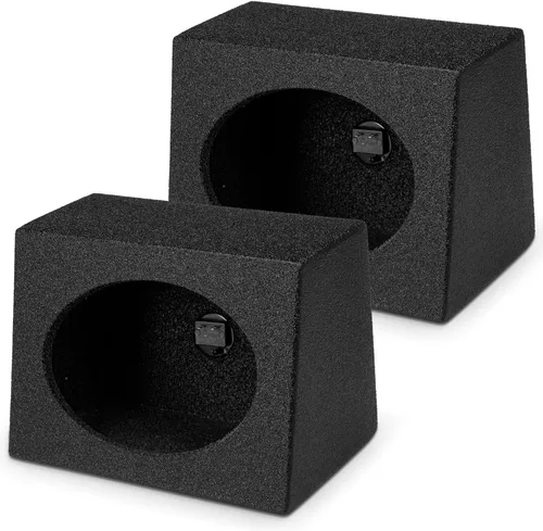 Q Power Caja de altavoces de 6 x 9 pulgadas Recinto de audio con acabado duradero de spray de revestimiento de cama negro con conectores de copa