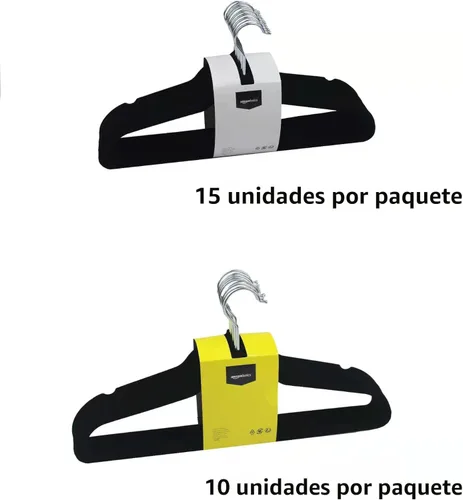Miniatura 4 de Amazon Basics - Juego de 100 perchas para ropa, delgadas, antideslizantes y de terciopelo, color negro