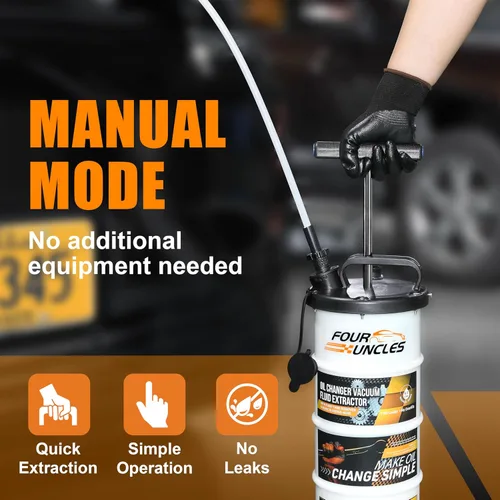 Miniatura 2 de FOUR UNCLES Bomba Extractora de Aceite Manual de 6.5L para Automotriz, Extractor de Fluido al Vacío con Removedor de Tanque de Bomba y 4 Tubos