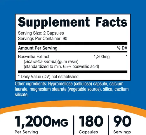 Miniatura 2 de Nutricost Boswellia Extract 180 cápsulas para 90 porciones por botella, sin gluten y sin OMG, vegano