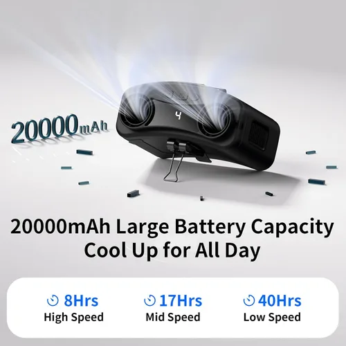 Miniatura 4 de Socool - Ventilador de cintura portátil de 20000 mAh con clip en el cinturón portátil, ventilador personal recargable, 40 horas de refrigeración