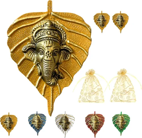 Miniatura 21 de LOVENSPIRE Ganesha de hoja de metal para colgar en la pared, decoración para el hogar, sala de estar, oficina, obra decorativa de arte indio