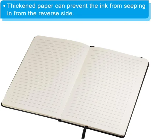 Miniatura 4 de PATIKIL Cuaderno rayado A5, 160 páginas, papel rayado grueso de 2.82 oz/m², 8.3 x 5.7 pulgadas, tapa dura, para trabajo y escritura, color negro