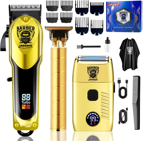 Cortapelos para hombres profesionales, recortadora de barba inalámbrica y afeitadoras eléctricas para hombres, kit de corte de pelo de peluquero
