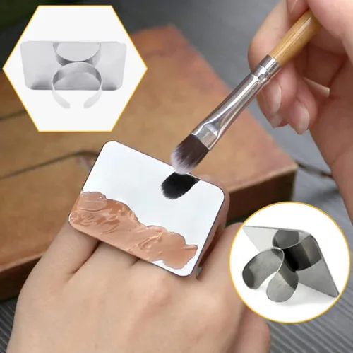 Miniatura 5 de HLLMX 1 Paleta de arte de uñas Paleta de arte de uñas de acero inoxidable paleta de maquillaje cosmético Mini arte de uñas paleta de anillos