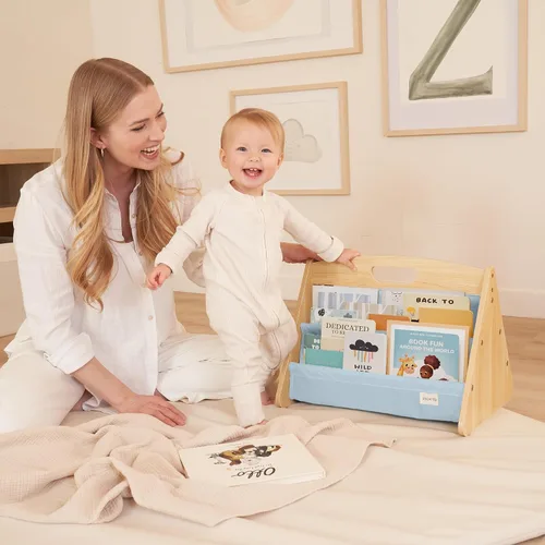 Miniatura 2 de ZICOTO Estantería decorativa de madera con asa para habitaciones de niños, mantiene los libros ordenados y al alcance de los niños pequeños