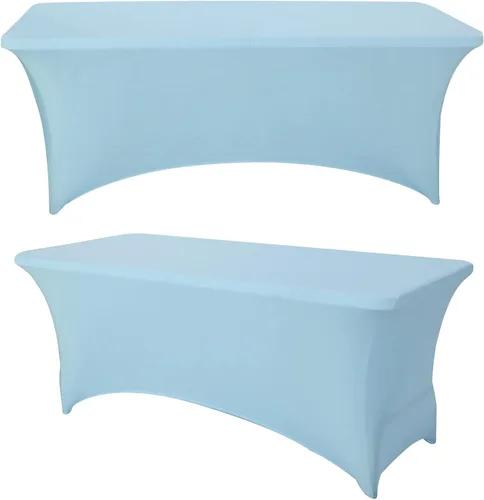 Miniatura 17 de Paquete de 2 manteles rectangulares de elastano de 4 pies, ajustables, elásticos, para bodas, fiestas, eventos, reuniones, cumpleaños, decoración