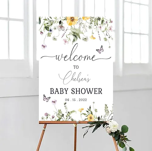 Miniatura 6 de Letrero de bienvenida personalizado de mariposa para baby shower, letrero de mariposa floral para baby shower, letrero con nombre personalizado