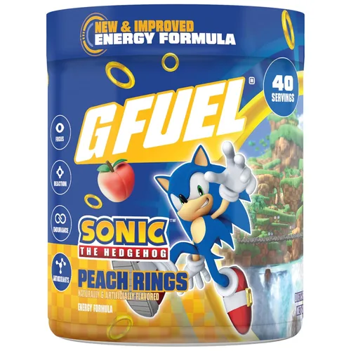 G Fuel Sonic - Polvo de bebida energética preentrenamiento, mezcla de cafeína para juegos, sin azúcar, aminoácidos para el enfoque, vitaminas +