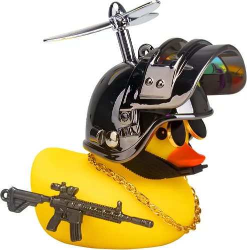 Miniatura 15 de wonuu Adornos de pato de goma para automóvil, pato amarillo fresco, decoraciones de tablero de automóvil, gafas chirriantes de pato con casco de Y
