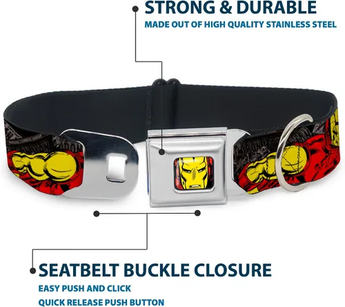 Miniatura 4 de buckle-down 9 – 15" "ima-iron Hombre Face Rojo/Amarillo" Perro Collar