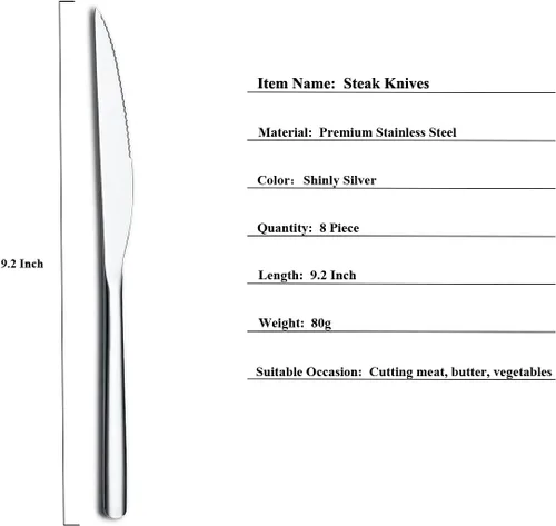 Miniatura 2 de HOMQUEN Cuchillos para carne, juego de 8 cuchillos de carne de acero inoxidable de alta calidad, juegos de cuchillos de carne, cuchillos alemanes