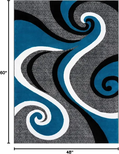 Miniatura 2 de Alfombra con diseño abstracto, color rojo, blanco y negro 0327, Polipropileno, Turquoise