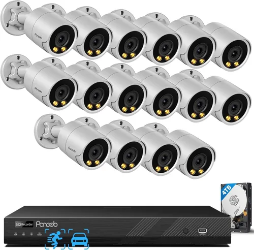 Miniatura 18 de Sistema de cámara de seguridad de 16 canales PANOOB 4K para uso comercial, NVR PoE 4K 16CH HDD 4TB, 16x cámaras IP al aire libre con cable 8MP