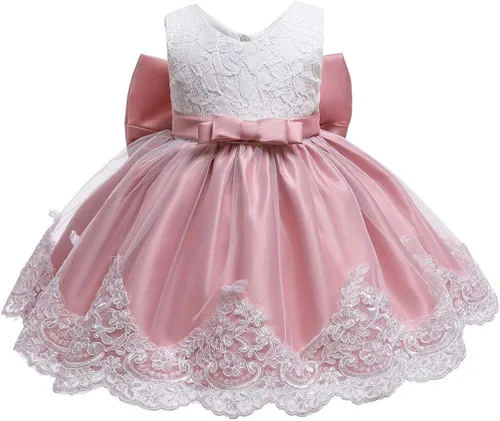 Miniatura 3 de Vestido de baile de tutú para niña de encaje con diseño de flores para bautizo