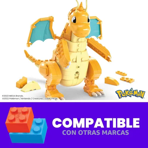 Miniatura 3 de MEGA Figura de acción de Pokémon Juguetes de construcción para niños, Dragonite con 388 piezas y movimiento de aleteo de alas, Idea de regalo
