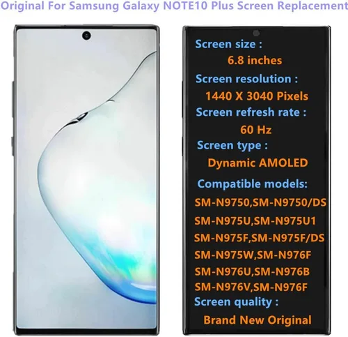 Miniatura 2 de AMOLED Galaxy NOTE10 Plus - Reemplazo de pantalla original de 6.8 pulgadas para Samsung Galaxy Note10plus 5G N975U N976U pantalla táctil