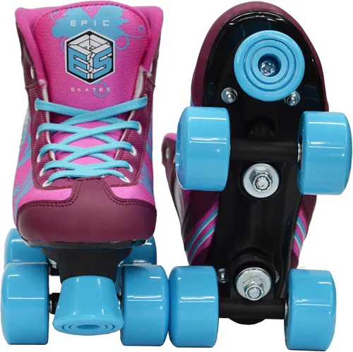 Miniatura 3 de Epic Cotton Candy - Patines cuádruples con 2 cordones (rosa y azul)