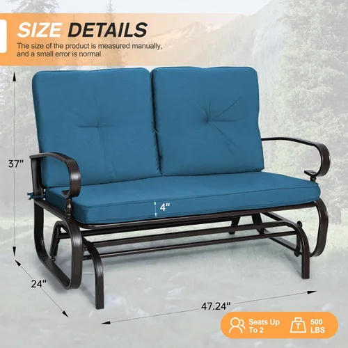 Miniatura 3 de Incbruce silla mecedora para exteriores y columpio para jardín, banco para patio con capacidad para 2 personas, juego de silla con estructura