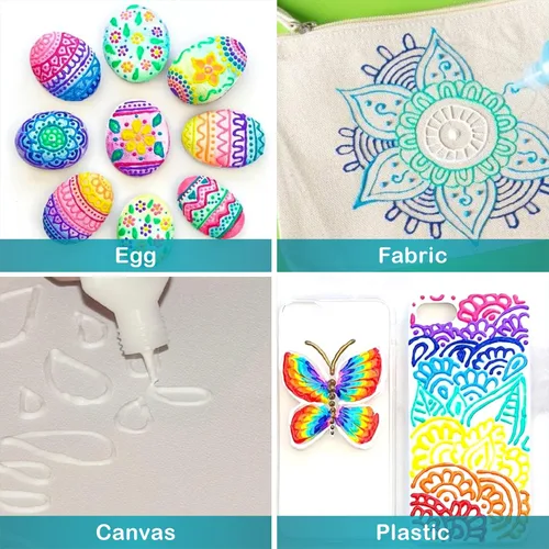 Miniatura 5 de Pintura para Tela, 12 Colores de Pintura Hinchable, 0.67 Oz, Pintura para Tela para Ropa, Bolígrafos Hinchables 3D, Pintura Hinchable para Regular
