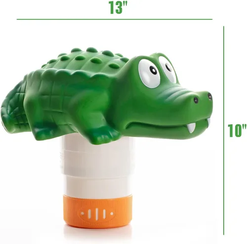 Miniatura 5 de XY-WQ Flotador de cloro, dispensador de cloro flotante para piscina (cocodrilo), se adapta a tabletas de 1 y 3 pulgadas para piscinas grandes