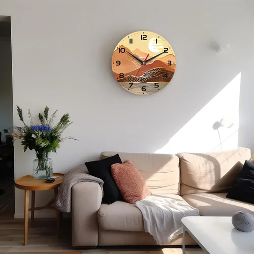 Miniatura 7 de Reloj de pared, 10 pulgadas, silencioso, sin tictac, decoración de cocina para el hogar, funciona con pilas, para baño, dormitorio, sala de estar